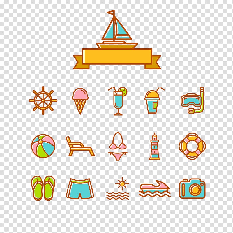 Summer Icon, Beach Resort element transparent background PNG clipart