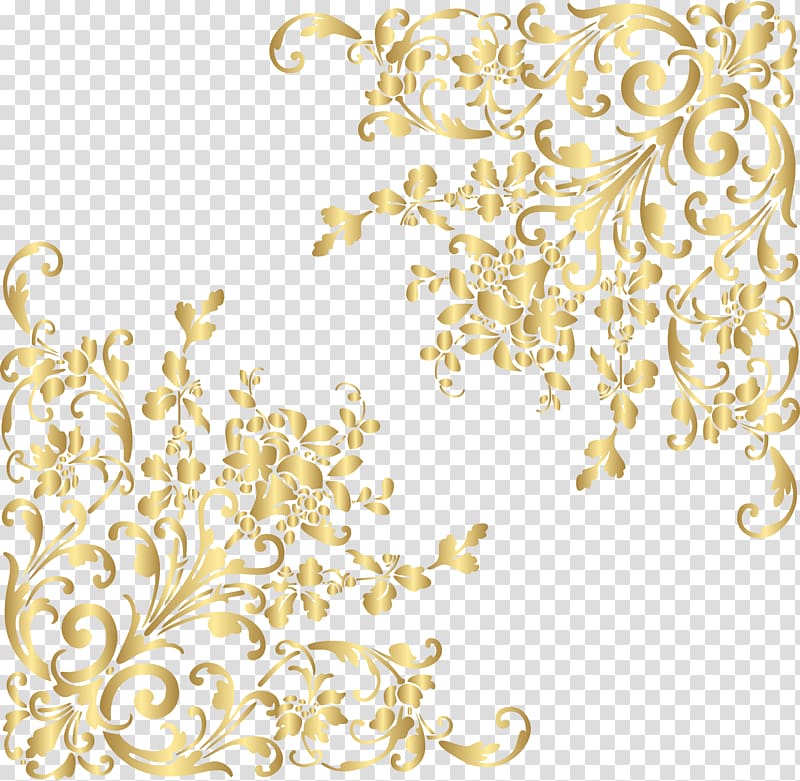 yellow flower border , Gold , Gold Corners transparent background PNG clipart
