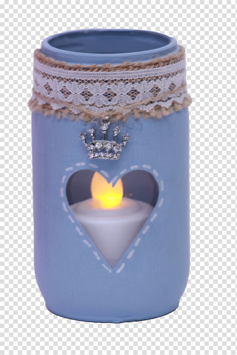 Cobalt blue Mug Lid Lighting Table-glass, mason jar transparent background PNG clipart