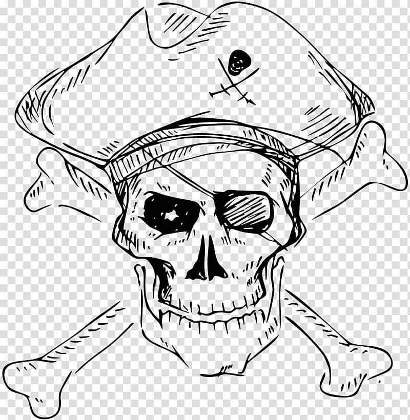 Piracy Skull and crossbones Human skull symbolism, Artwork pirate flag illustration material transparent background PNG clipart