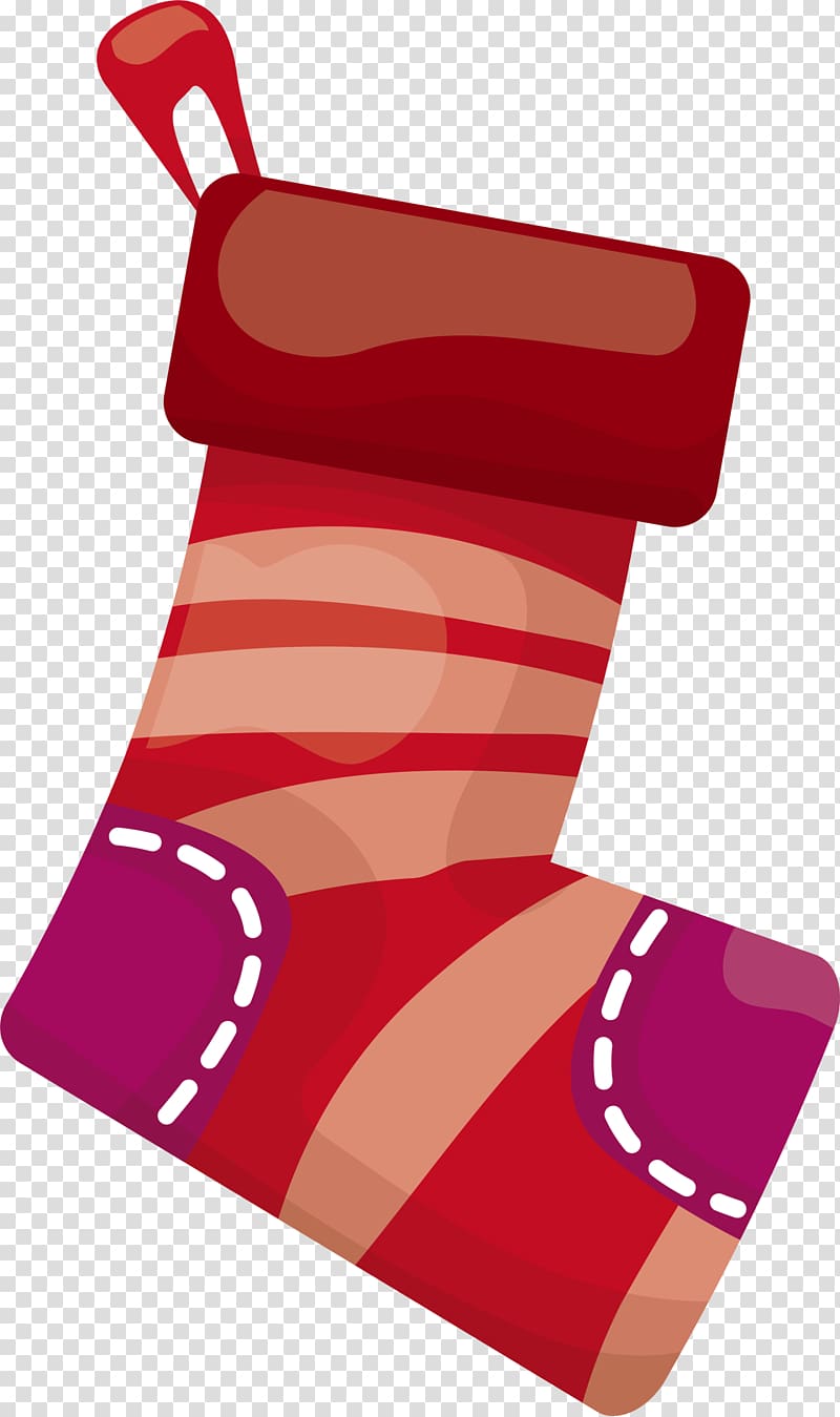 Christmas ing Sock , Red line socks transparent background PNG clipart