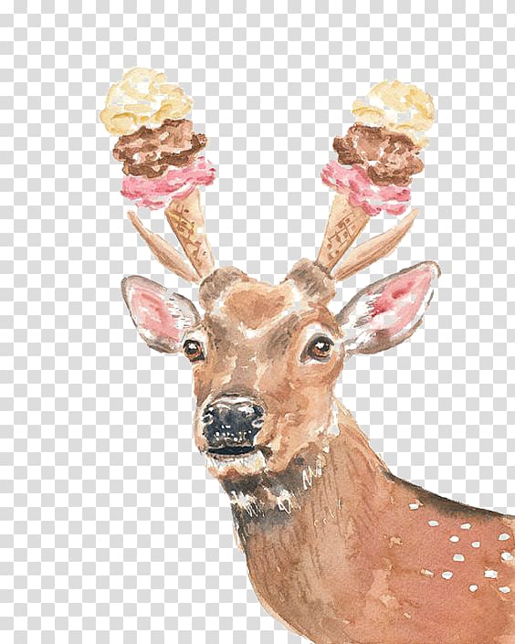 Deer Watercolor painting, Creative deer transparent background PNG clipart