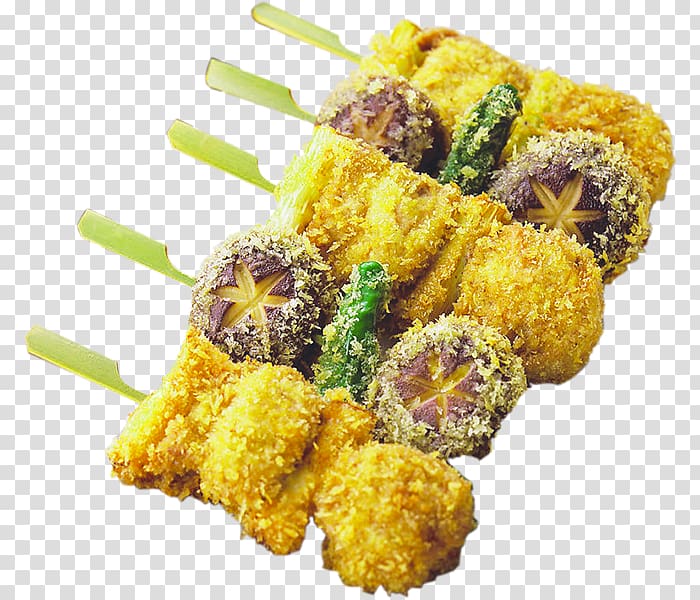 Kushikatsu Fried chicken Barbecue Junk food Chicken nugget, Delicious grilled food fried string transparent background PNG clipart