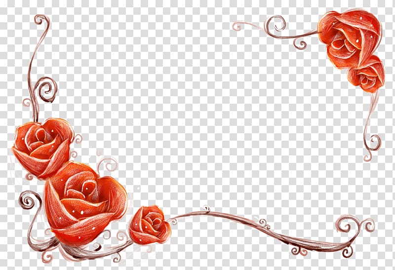 Paper Flower Floral design Painting, red rose border transparent background PNG clipart