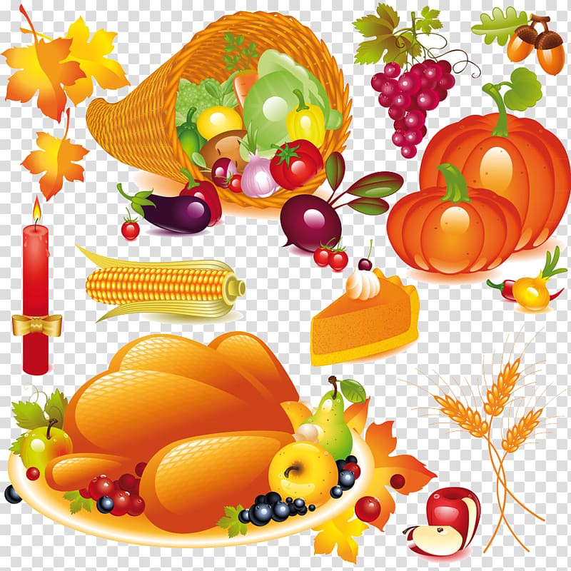 Pumpkin pie Thanksgiving Cornucopia , fruits and vegetables transparent background PNG clipart