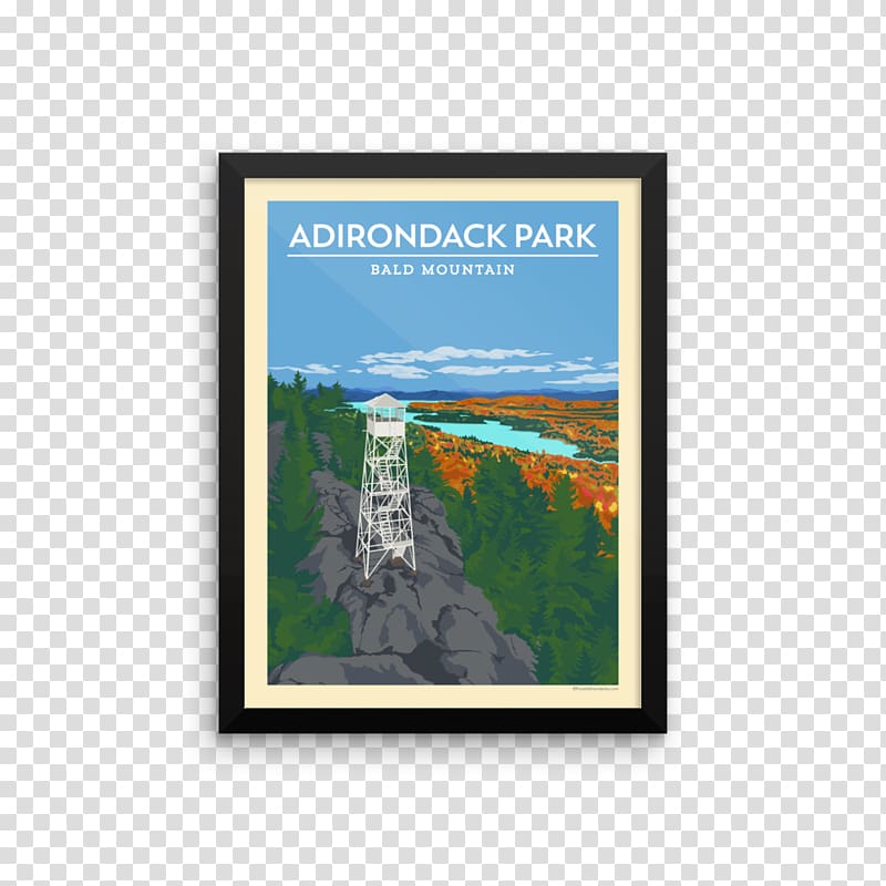 Bald Mountain Adirondack Park Adirondack Mountain Club Fulton Chain of Lakes Poster, vintage poster transparent background PNG clipart