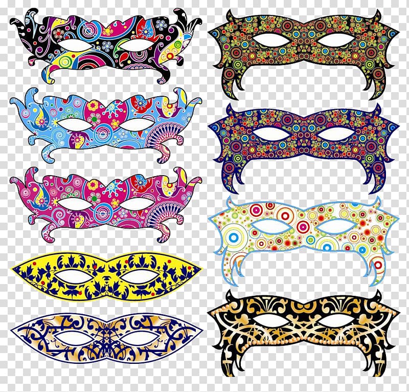 Harlequin Mask Masquerade ball Party, All kinds of cartoon mask transparent background PNG clipart