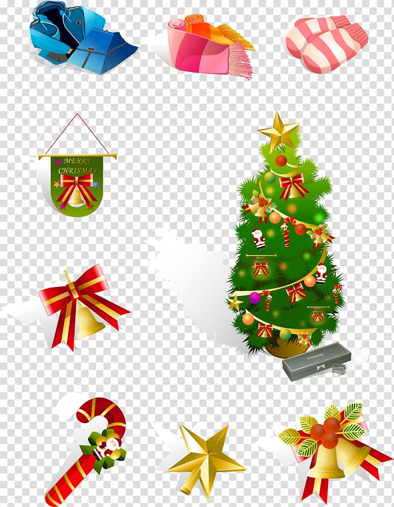 Candy cane Christmas ornament Christmas tree, Christmas tree decoration collection transparent background PNG clipart