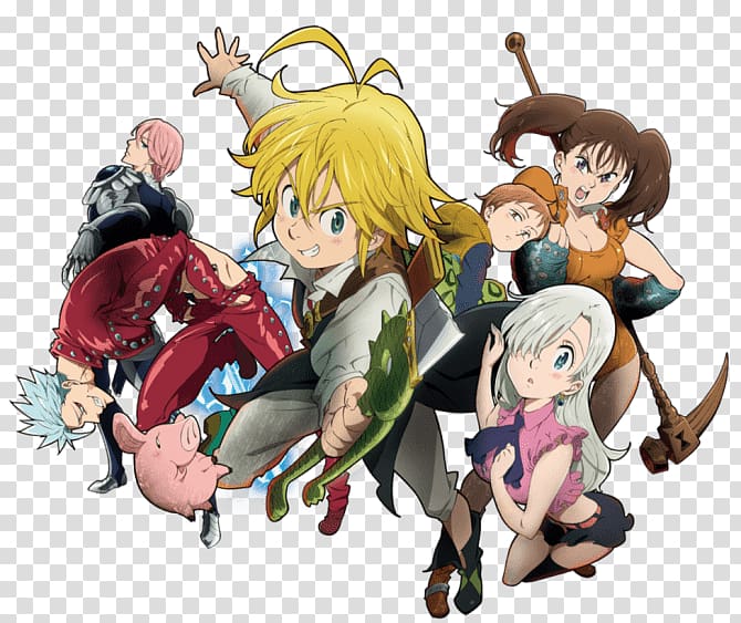 Seven Deadly Sins anime illustration, The Seven Deadly Sins Group transparent background PNG clipart