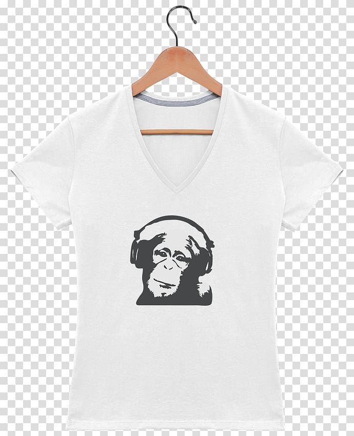 T-shirt Hoodie Collar Clothing Woman, dj monkey transparent background PNG clipart