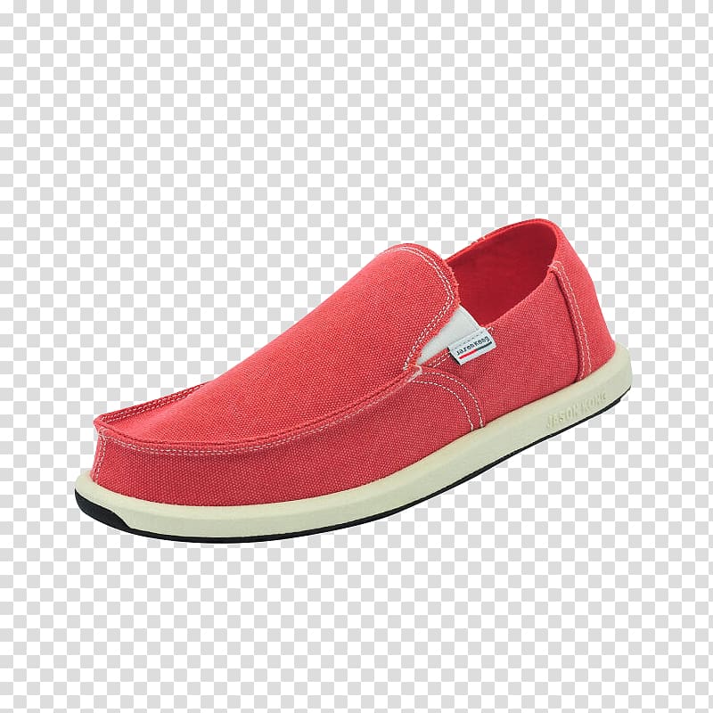 Slip-on shoe Linen, Red linen casual shoes transparent background PNG clipart