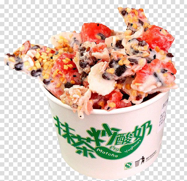 Ice cream Sundae Milk Frozen yogurt, Strawberry yogurt transparent background PNG clipart
