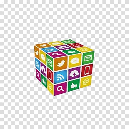 Social media marketing Cube, Flattened application software transparent background PNG clipart