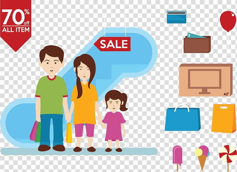 Family Shopping Centre Illustration, Family mall to buy New Year transparent background PNG clipart