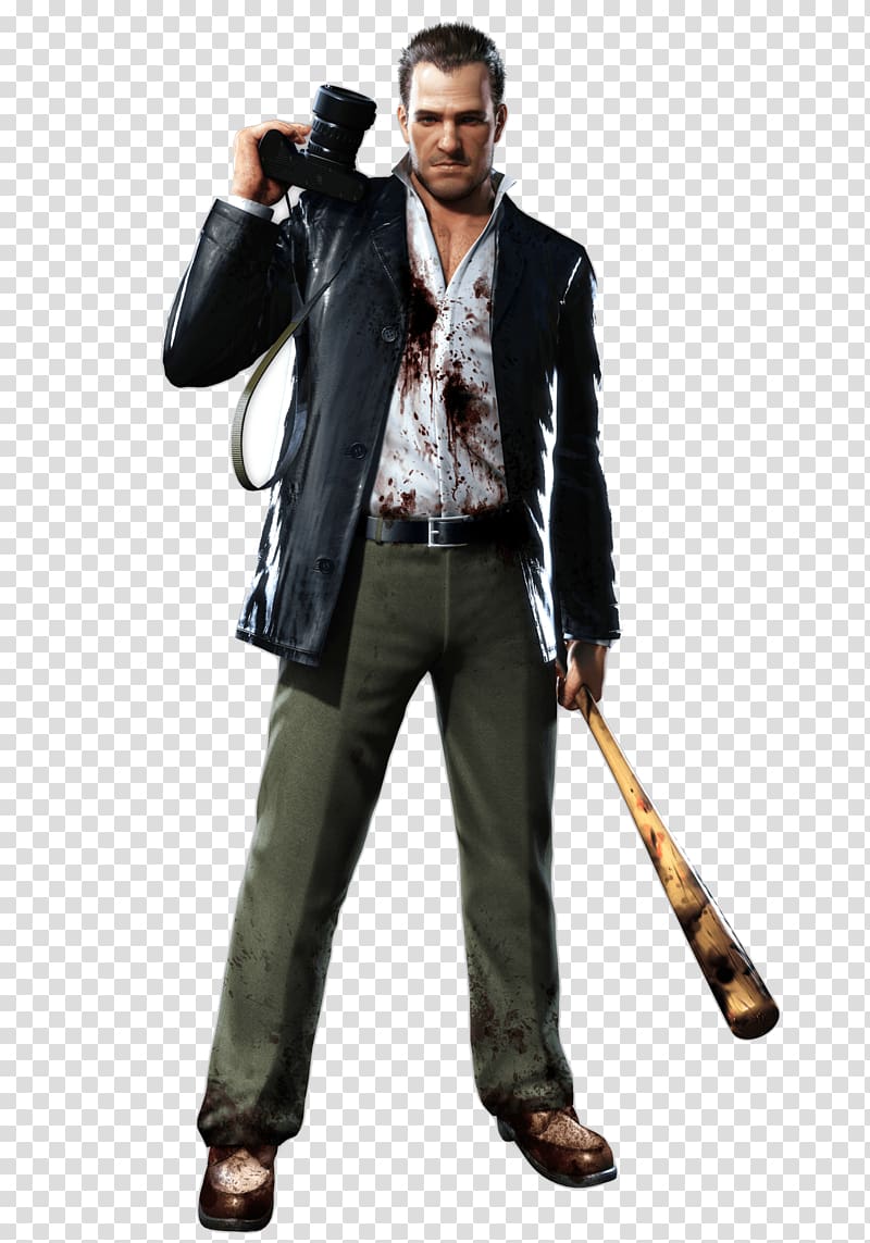 man holding bat and DSLR camera illustration, Dead Rising Baseball transparent background PNG clipart
