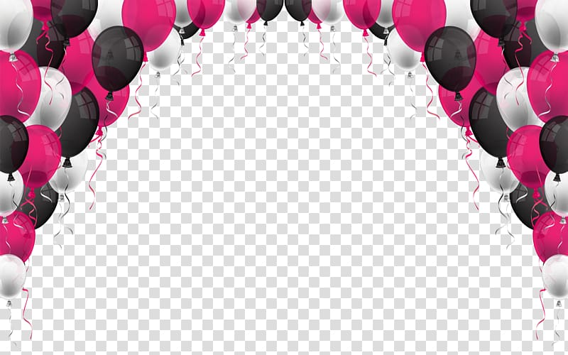black, white, and pink balloons frame , Balloon illustration , Balloons Decoration transparent background PNG clipart