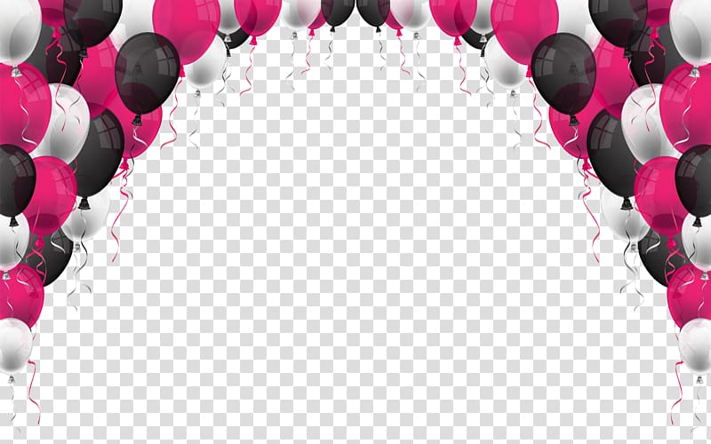 Black White And Pink Balloons Frame Balloon Illustration