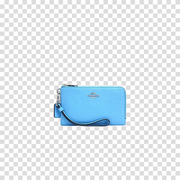 Blue Coin purse Brand, Cowhide double zipper wrist bag transparent background PNG clipart