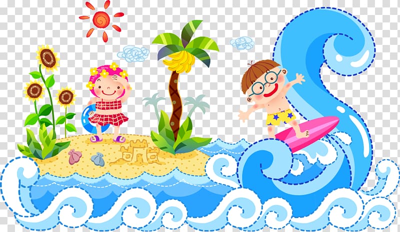 Cartoon Animation Child Illustration, Cartoon Children Children Children\'s waves transparent background PNG clipart