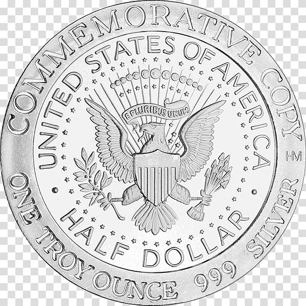 Coin Line art White Font, Walking Liberty Half Dollar transparent background PNG clipart