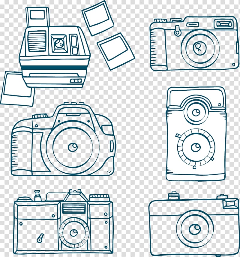 Paper Drawing Digital camera, Hand-painted the camera transparent background PNG clipart