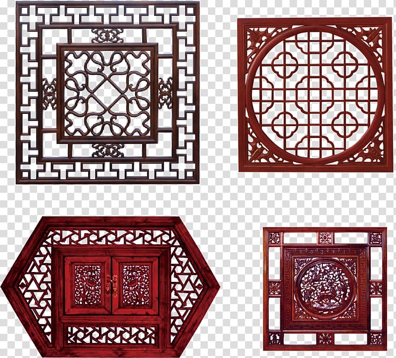 Window Motif Papercutting, Classical carved windows transparent background PNG clipart