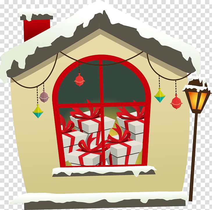 Christmas House Gift, Hand-painted chimney house gift transparent background PNG clipart