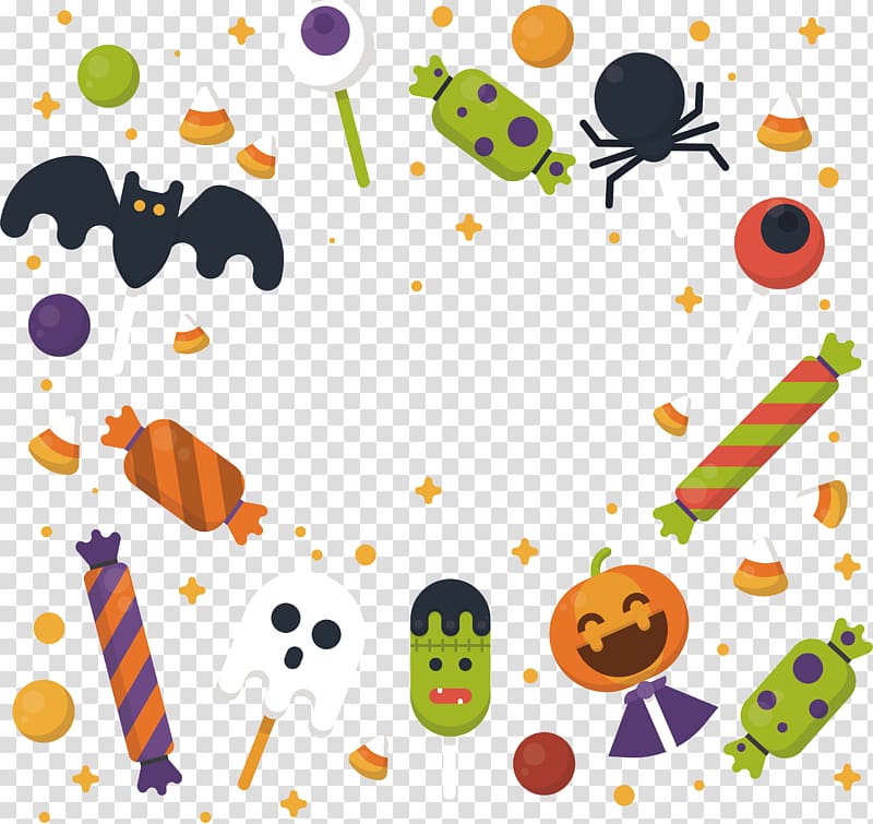 Halloween-themed decoration , Halloween candy pattern transparent background PNG clipart