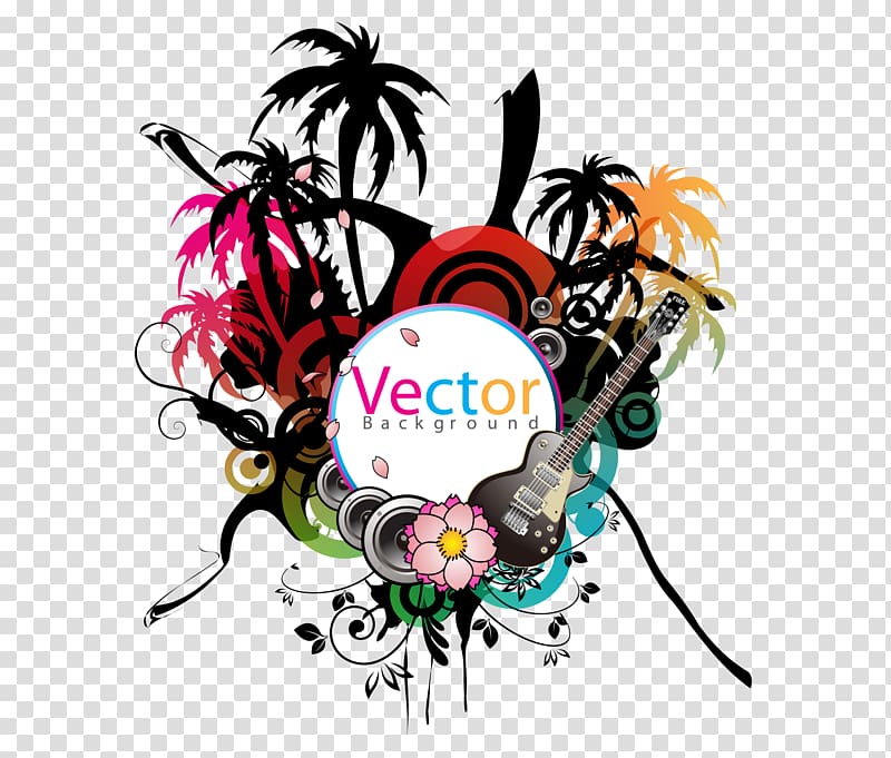Tropical Islands Resort Music festival Silhouette, Tropical trend of musical elements transparent background PNG clipart