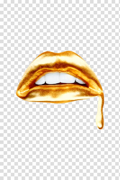 Lip Gold Art Velvet Noose Mouth, gold kiss transparent background PNG clipart