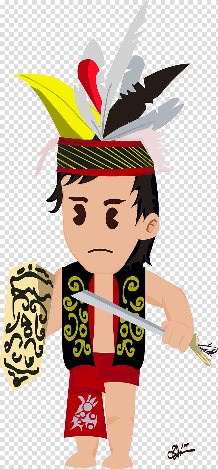 boy holding shield and sword , Borneo Cartoon Dayak people Animation, warrior transparent background PNG clipart