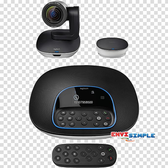 Group Videoconferencing: An Emerging Strategic Telecommunication Technology Logitech 960-001054 Group Hd Video And Audio Conferencing System Videotelephony Logitech ConferenceCam BCC950, Webcam transparent background PNG clipart