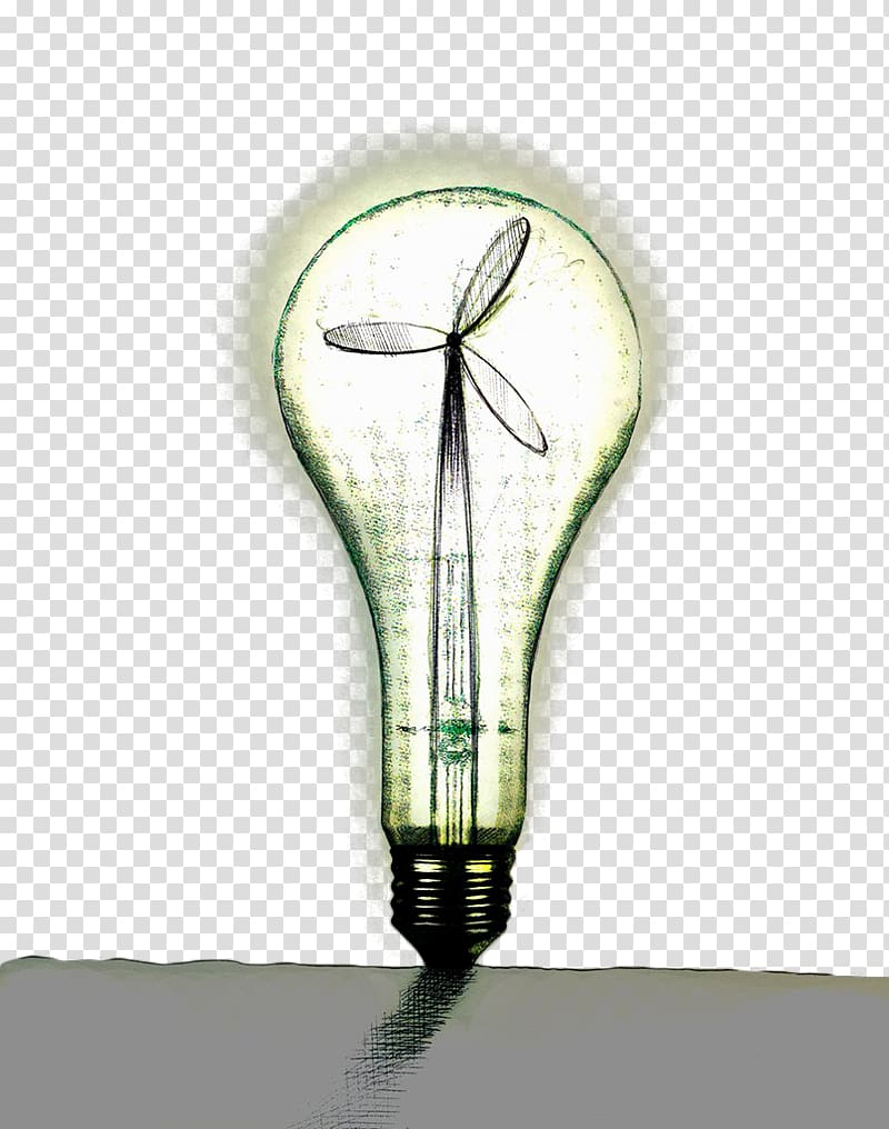 Greens Mill, Sneinton Wind power Windmill, Hand painted green wind energy bulb transparent background PNG clipart