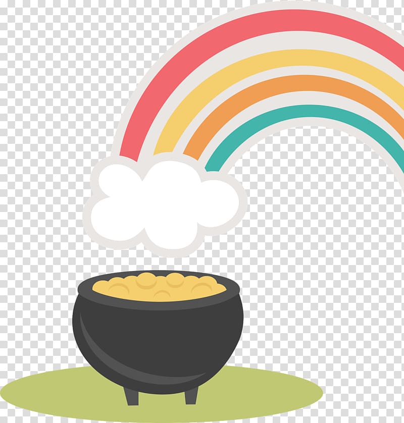 Gold Rainbow, pot of gold transparent background PNG clipart