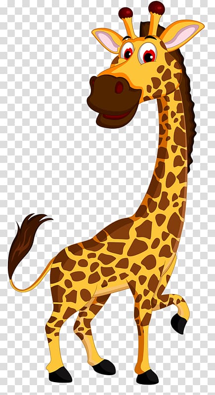 Cartoon Zoo Illustration, Lively giraffe transparent background PNG clipart
