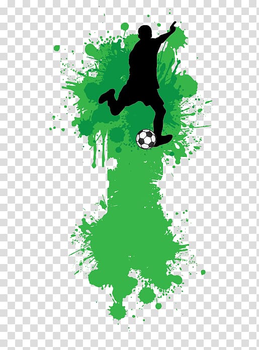 silhouette of man about to kick soccer ball artwork, Football player Sport Poster, Sports figures silhouettes transparent background PNG clipart