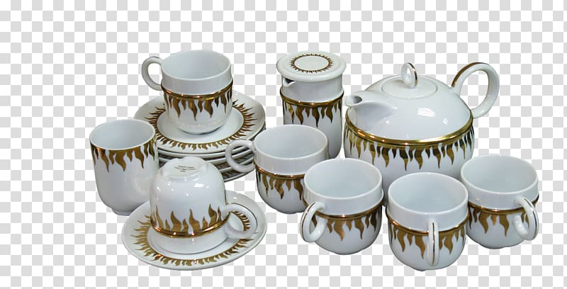 Tea set Coffee cup Porcelain Yixing clay teapot, Ceramic tea sets transparent background PNG clipart