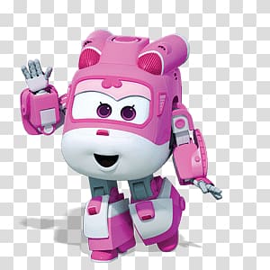 pink and white robot illustration, Dizzy Waving Hello transparent background PNG clipart
