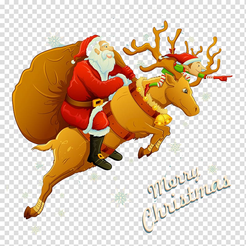Santa Clauss reindeer Santa Clauss reindeer Rudolph , Santa Claus with reindeer transparent background PNG clipart