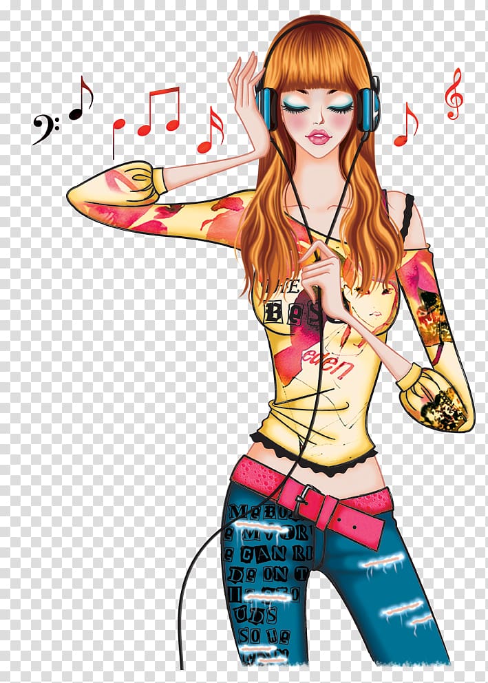 Girly Girl Screensaver Drawing Music Cartoon Girl Transparent