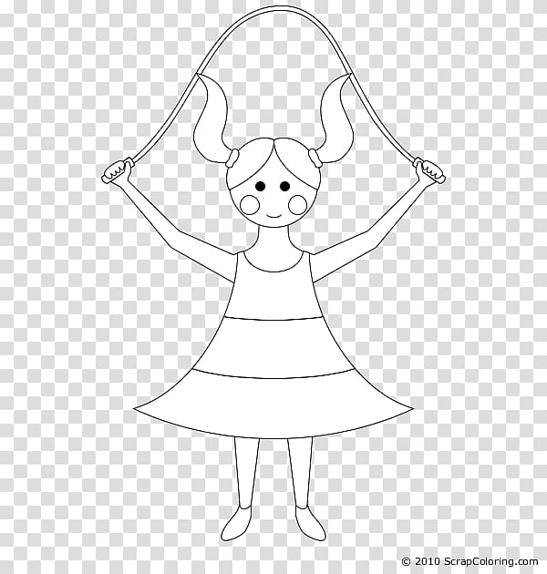/m/02csf Dress Drawing Line art, girl jumping rope coloring pages transparent background PNG clipart
