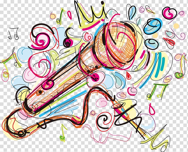 Musical instrument Drawing, Cartoon painted microphone microphone transparent background PNG clipart