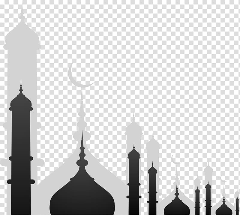 mosque , Mosque illustration Illustration, Black building of Eid al Fitr transparent background PNG clipart