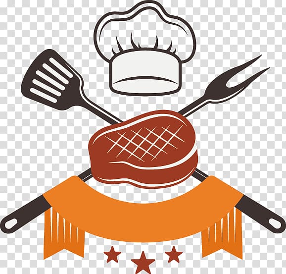 spatula and fork logo, Barbecue Steak Food , fork chef hat shovel transparent background PNG clipart