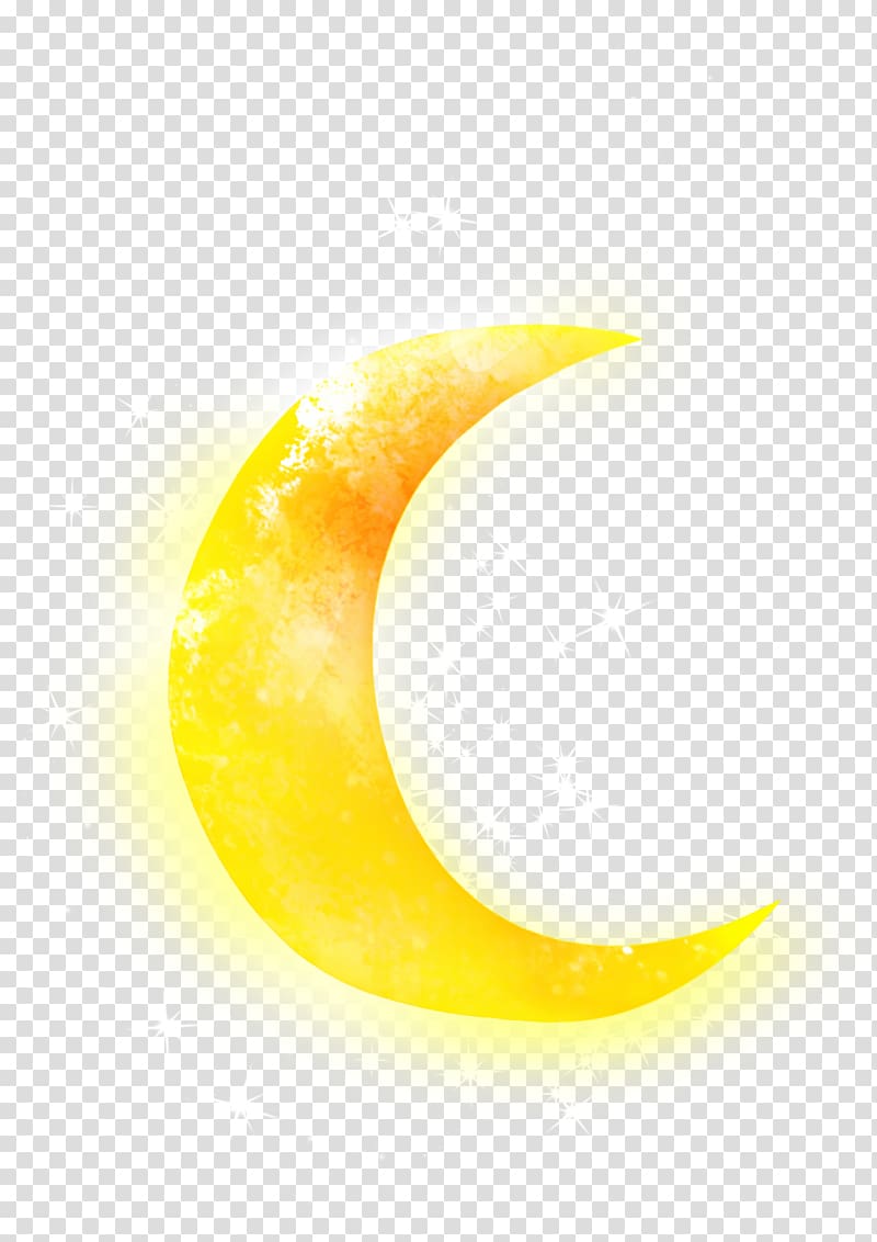 Yellow crescent moon illustration, Light Full moon Night sky, moon ...