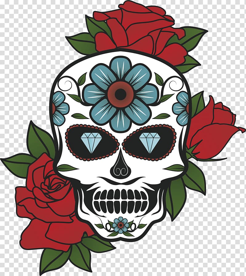 Floral design Tattoo Flower Euclidean , Skeleton Rose transparent background PNG clipart