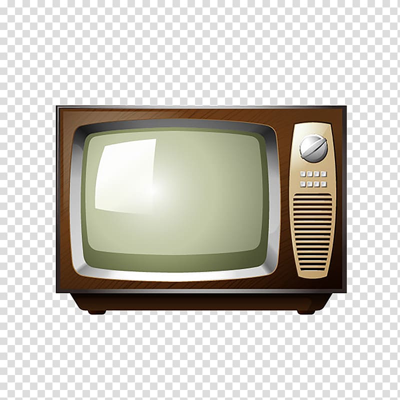 brown CRT TV art, Television illustration, Retro TV transparent background PNG clipart