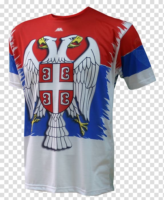 T-shirt Serbia national football team Sports Fan Jersey 2018 World Cup, T-shirt transparent background PNG clipart