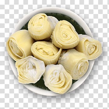 rolled pastries on bowl, Artichoke Hearts Prepared transparent background PNG clipart
