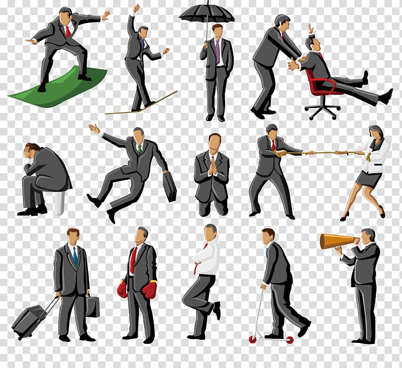 man wearing black suit jacket , Businessperson Illustration, Cartoon business people material transparent background PNG clipart